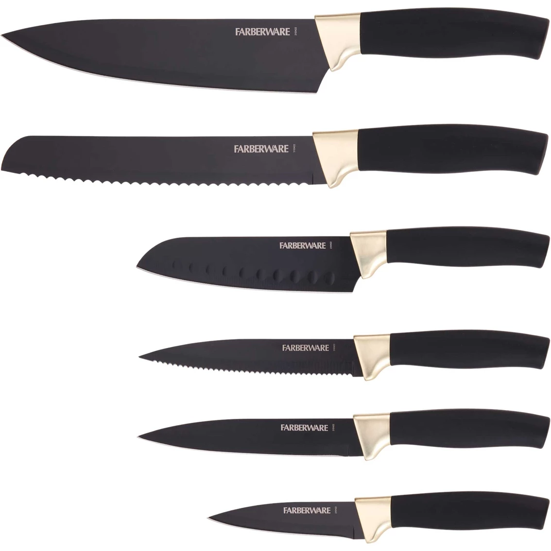 Outlet π₯° Farberware 12 Pc. Black With Brass Resin Knife Set With Covers π₯ 3 Outlet π₯° Farberware 12 Pc. Black With Brass Resin Knife Set With Covers π₯