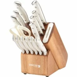 Hot Sale ⌛ Sabatier 15 Pc. Knife Block Set With Built In Sharpener 👏