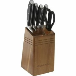 Promo ⌛ Robinson Home Acacia Wood Block Cutlery Prep Set 6 Pc. 👏