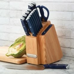 Hot Sale 😉 Farberware Edgekeeper Triple Rivet Ink Blue Slim Cutlery Set With Sharpener 14 Pc. 👍 -KitchenAid Shop unnamed file 59